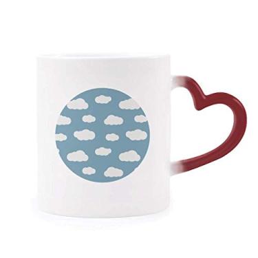 Imagem de Caneca branca nuvem azul céu clima sensível ao calor copo grés muda de cor vermelha