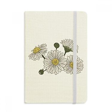 Imagem de Caderno de flores com crisântemo branco oficial de tecido capa dura diário clássico
