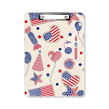 Imagem de Placa de apoio para mesa de prancheta com bandeira de coração e estrela com balão dos EUA A4