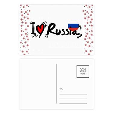 Imagem de I Love Russia Bandeira de Palavra Coração Natal Flor Celebração Cartão Postal Blessing Mailing Card