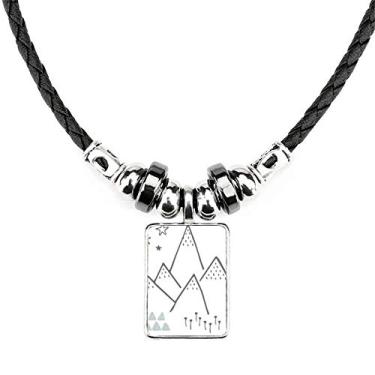 Imagem de DIYthinker Colar com estampa de estrela de grama de montanha com pingente de corda de couro Torque