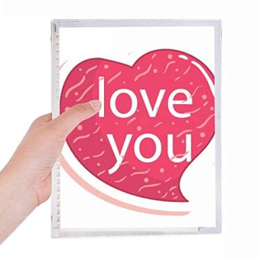 Imagem de Diário de folhas soltas para dia dos namorados rosa coração I Love caderno diário recarregável artigos de papelaria