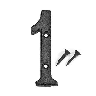 Imagem de Placa de casa flutuante 3D de 8 cm, placa de metal digital com números de porta de ferro fundido 0-9, placa de porta, apartamento de hotel, casa, rua, jardim, caixa de correio com parafusos, preta, durável