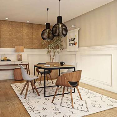 Imagem de Mesa de Jantar Quadrada Industrial Madion Carvalho e Preta 90 cm