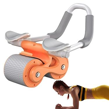 Imagem de Roda recuperação automática, rolo exercício abdominal 4D com suporte cotovelo, equipamento treino para treinamento força no núcleo, academia em casa, academia