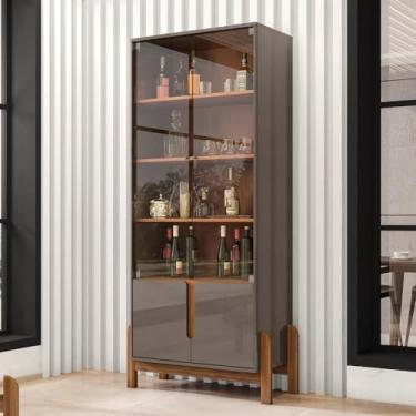 Imagem de Cristaleira Retrô Cherie Pérola Cedro 2 Portas de Vidro