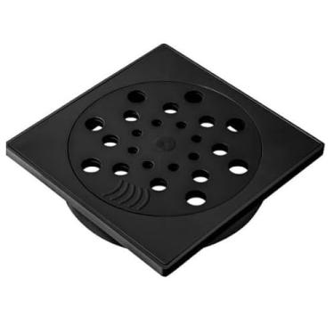 Imagem de Ralo com Fecho e Porta Grelha 10x10 cm (Preto)