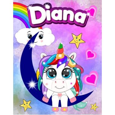 Imagem de Quaderno con Baby Unicorno - Diana: Quadernone a quadretti con Unicorni ed Arcobaleno per Bambine - Le Pagine sono numerate con quadretti da 5mm e ... Notebook per scrivere e fare i compiti