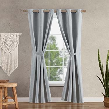 Imagem de Jessica Simpson Conjunto de cortinas blackout Ultimate de 2 painéis e 2 cordões | Cortinas de privacidade | Cabeçalho premium, par de 96,5 x 243,8 cm, cinza claro