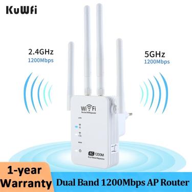Imagem de KuWfi 5G Wifi Repetidor Dual Band 1200Mbps AP Router Amplificador De Sinal Wi-fi Sem Fio Extensor De
