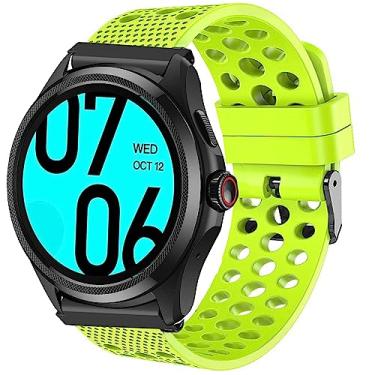 Imagem de Lamshaw Pulseiras de silicone compatíveis com smartwatch Ticwatch Pro 5, pulseira esportiva de substituição com fivela de metal compatível com smartwatch Android Ticwatch Pro 5 (verde)