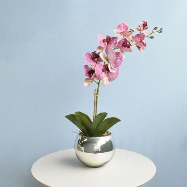 Imagem de Arranjo De Flor Orquídea Artificial Rosa Toque Real No Vaso D