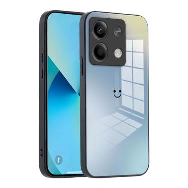 Imagem de XINYEXIN Capa de telefone de vidro gradiente para Xiaomi Redmi Note 13 5G - proteção fina, amortecedor de silicone macio, à prova de choque e resistente a arranhões - azul