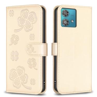 Imagem de Capa carteira para Motorola Moto Edge 40 Neo 5G, com 3 cartões e 1 compartimento para dinheiro, capa de telefone flip de couro PU à prova de choque compatível com Moto Edge 40 Neo 5G 16.6 cm (dourado)