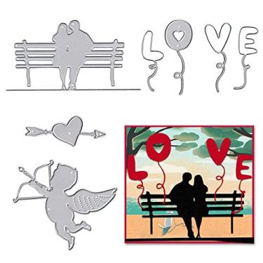 Imagem de Hying Matrizes de corte para amantes do dia dos namorados para fazer cartões e decorações de álbuns de fotos, moldes de flechas de cupido cortes, letras de amor, moldes de estêncil para artesanato de