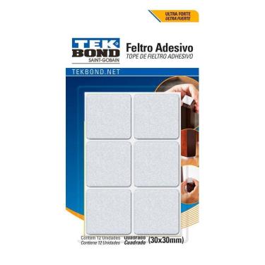 Imagem de Feltro Quadrado 30mm Branco Cartela 12 Unidades Tekbond