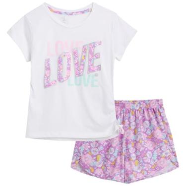 Imagem de RBX Conjunto de shorts ativos para meninas - camiseta e shorts de manga curta de 2 peças (tamanho: 4-12), Lilás branco, 4