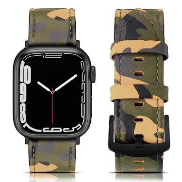 Imagem de EDIMENS Pulseiras de couro compatíveis com Apple Watch 46 mm, 45 mm, 44 mm e 42 mm (séries 1 2 3) e mulheres, vintage de couro genuíno compatível com Apple Watch séries 10, 9, 8, 7, 6, 5, 4 e SE2 SE