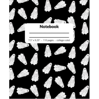 Imagem de Caderno: Fantasmas Halloween | Caderno de Halloween fantasma pautado pela faculdade de brochura | Caderno pautado universitário, 19 x 23 cm, 110 páginas, para crianças, adolescentes e adultos