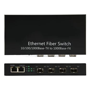 Imagem de Switch de Fibra Ethernet, Conversor de Mídia de Fibra óptica Gigabit TLG-G342 até 120 Km 10/100/1000 Mbps, Switch Ethernet de Rede SFP Com 4 Portas ópticas Porta RJ45 (plugue da