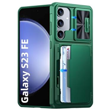 Imagem de Vizvera Capa carteira para Samsung Galaxy S23 FE, porta-cartões RFID (4 cartões) e capa de câmera e suporte para mulheres e homens, capa de silicone à prova de choque para S23 FE 6,4 polegadas - verde