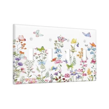 Imagem de Boho, borboleta, flores silvestres, floral, jardim, quádruplos, capas decorativas exclusivas, 4 bandas, placa de parede elétrica, placa de interruptor para decoração de cozinha, quarto e banheiro