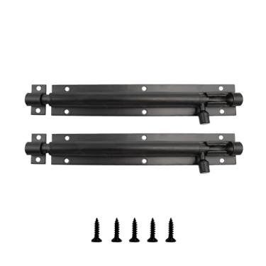 Imagem de AUXBC Trava de portão deslizante de 15 cm, trava de barril deslizante de liga de alumínio, parafuso de segurança resistente preto trava deslizante para porta de garagem de armazém de jardim doméstico,