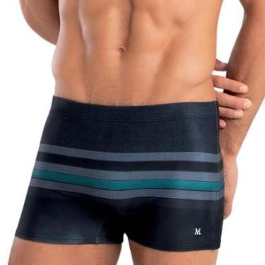 Imagem de Sunga Mash Boxer Forrada com Cordão de Regulagem Moda Praia FPS 50 Masculina Adulto Listrada Verão-Masculino