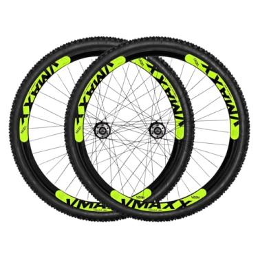 Imagem de Kit Bicicleta Aro 26 Par de Roda 26 Vzan Vmaxx Cubo Rosca Rolamentado Pneu Camara,Preto Amarelo