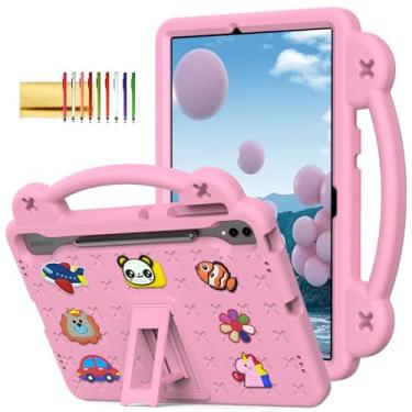 Imagem de Dteck Capa para Galaxy Tab S10 Plus/Tab S9 FE Plus 5G/S9 Plus/S7 FE/S8 Plus/S7 Plus de 12,5 polegadas, desenho de panda à prova de choque, alças conversíveis, leve, com suporte para crianças, rosa