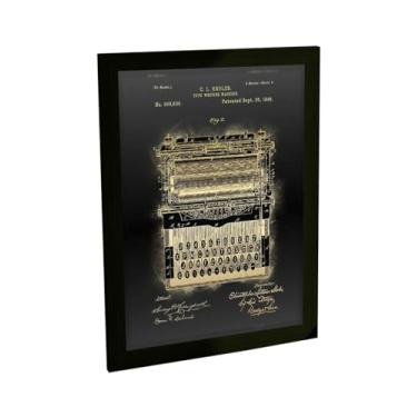 Imagem de Quadro Decorativo Maquina De Escrever Projeto Patente Vintage Decoração Retro