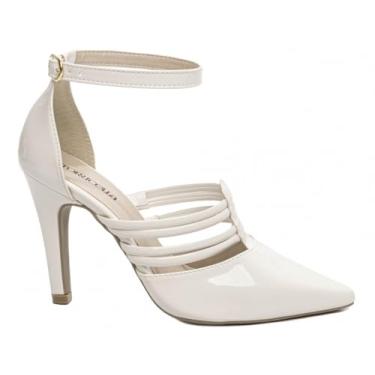 Imagem de Sandália Scarpin Off White Madrinha Sapato Salto Torricella AVS 66082H Tamanho:34;Cor:branco;genero:feminino