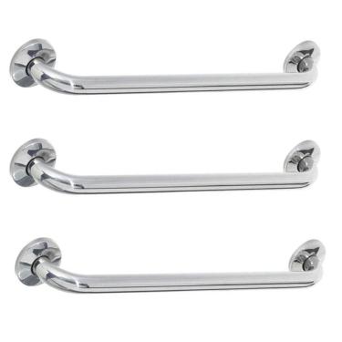 Imagem de Alça De Apoio Barra 40cm Kit 3 Unidades Inox Cadeirante Deficiente Idoso Acessibilidade Banheiro