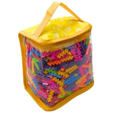 Imagem de Organizadores Baú Brinquedos Blocos Montar Infantil Educativo Didático Bonecas Carrinhos P (Amarelo)