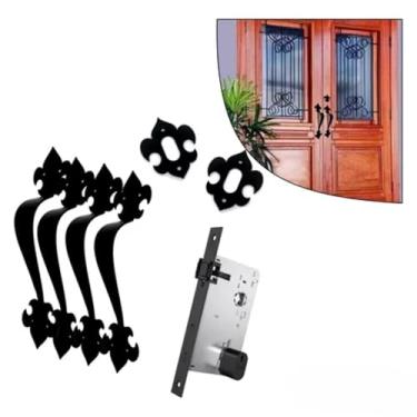 Imagem de Fechadura Rolete Com Puxador Tipo Blim Blim Preto Fosco