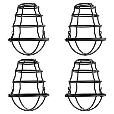 Imagem de Pacote com 4 peças de reposição para gaiola de luz industrial, abajur de metal estilo vintage DIY para luminária pendente, protetor de lâmpada Edison, gaiola de lâmpada industrial, protetor de luz de