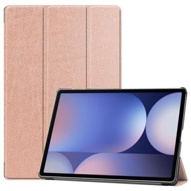 Imagem de Compatível com Samsung Galaxy Tab S10 Plus Case 12,4" 2024 SM-X820 Case Tri-Fold Smart Tablet Case, Capa protetora leve Hard PC Back Shell Slim Case Multi-View Angles, Auto Wake Sleep(Rose Gold)