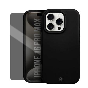 Imagem de Capa case capinha Silicone e Película Privacidade para iPhone 16 Pro M