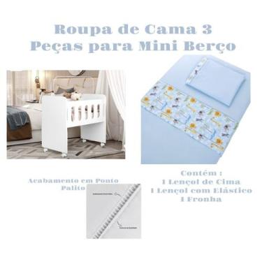 Imagem de Kit Jogo Roupa de Cama para Mini Berço Bebê 3 peças Coleção Safari. - 