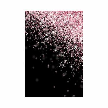 Imagem de Painel Festa Vertical em Tecido Casadinho Glitter Rosa com Fundo Preto
