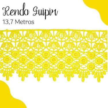 Imagem de Renda Guipír Amarelo Gema - Rolo Com 13,7 Metros - Chl185 - Nybc