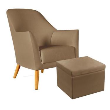 Imagem de Poltrona Decorativa Orion com Puff Quasar Sued Capuccino Aradecor