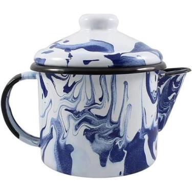 Imagem de Bule para chá 10 Esmaltado Marmorizado Azul 600 ml - Ewel
