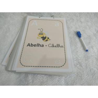 Imagem de Alfabeto Móvel Ou Varal Letras Dupla Face Colorido Sala Aula plastific