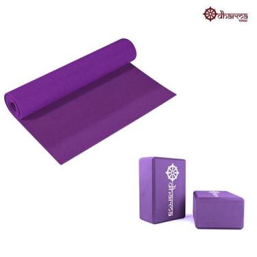 Imagem de Tapete Pilates Premium Roxo com 2 Blocos de Yoga para Apoio - Dharma Y