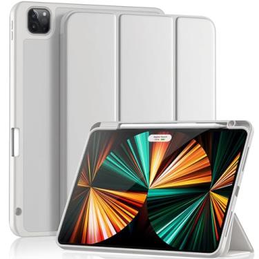 Imagem de Yuloigan Capa para iPad Pro 11 polegadas 4ª geração com suporte para lápis, para iPad 11 Pro 2022 (4ª geração)/2021 (3ª geração)/2020 (2ª geração), capa inteligente fina com três dobras suporta