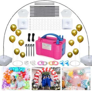 Imagem de Kit de arco de balão com bomba de balão elétrica, 3 m de largura e 2,5 m de altura conjunto de arco de balão ajustável com suportes de balão de mesa para casamento, aniversário, chá de bebê, decoração