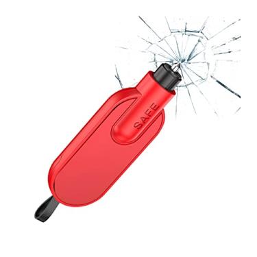 Imagem de Moioee Cortador de cinto de segurança para disjuntor de janela, ferramenta de escape de emergência com mola para automóveis, disjuntor de vidro para terra e debaixo d'água, martelo de segurança de carro 2 em 1 para acidentes automotivos (vermelho)