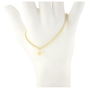 Imagem de Pulseira Feminina Ouro 18k 19 Cm Elos Portugueses E Coração - JOIE JOI