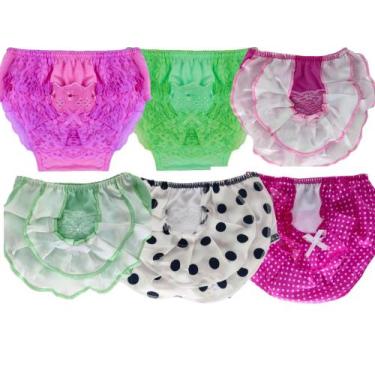 Imagem de Kit 5 Calcinhas Tapa Fralda Bunda Rica Infantil Bebê Linda - ACCS